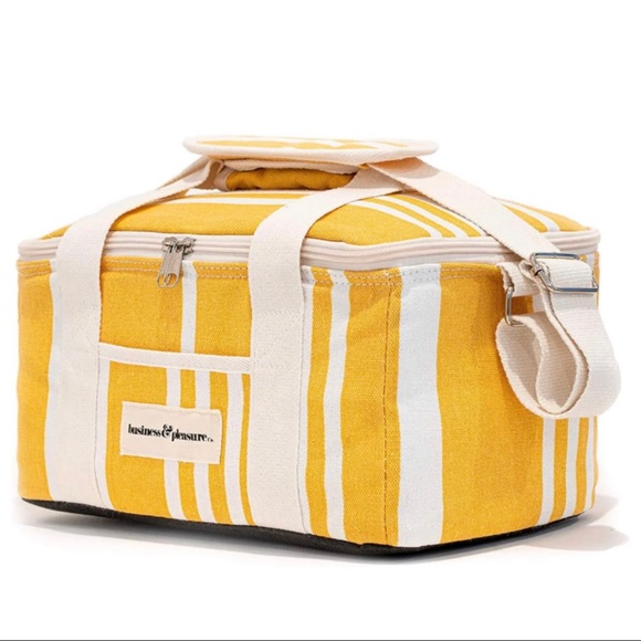Business and Pleasure Co Other - Business & Pleasure Yellow Stripe Cooler Bag